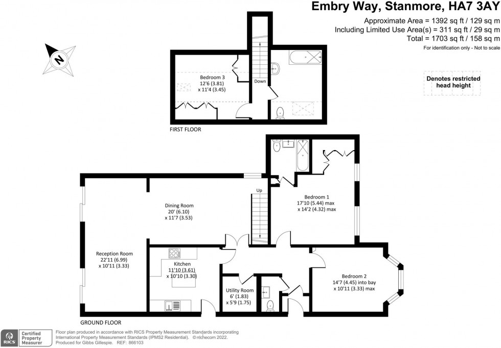 Floorplan for Embry Way, Stanmore, Greater London